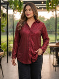 maroon sequence sequin shirt for women in sizes XXS to 5XL