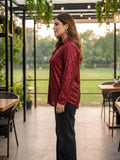 maroon sequence sequin shirt — back view