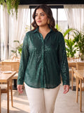 bottle green sequence sequin shirt for women in sizes XXS to 5XL