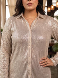 beige sequence sequin shirt — side view