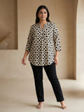 black geometric crepe shirt — styled look