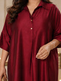 maroon silk dress — side view