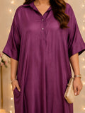 wine silk dress — side view