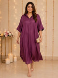 wine silk dress — styled look