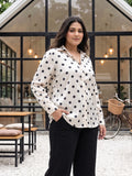 black polka satin shirt for women in sizes XXS to 5XL