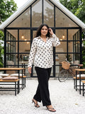 black polka satin shirt — styled look