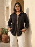 black crepe shirt for women in sizes XXS to 5XL