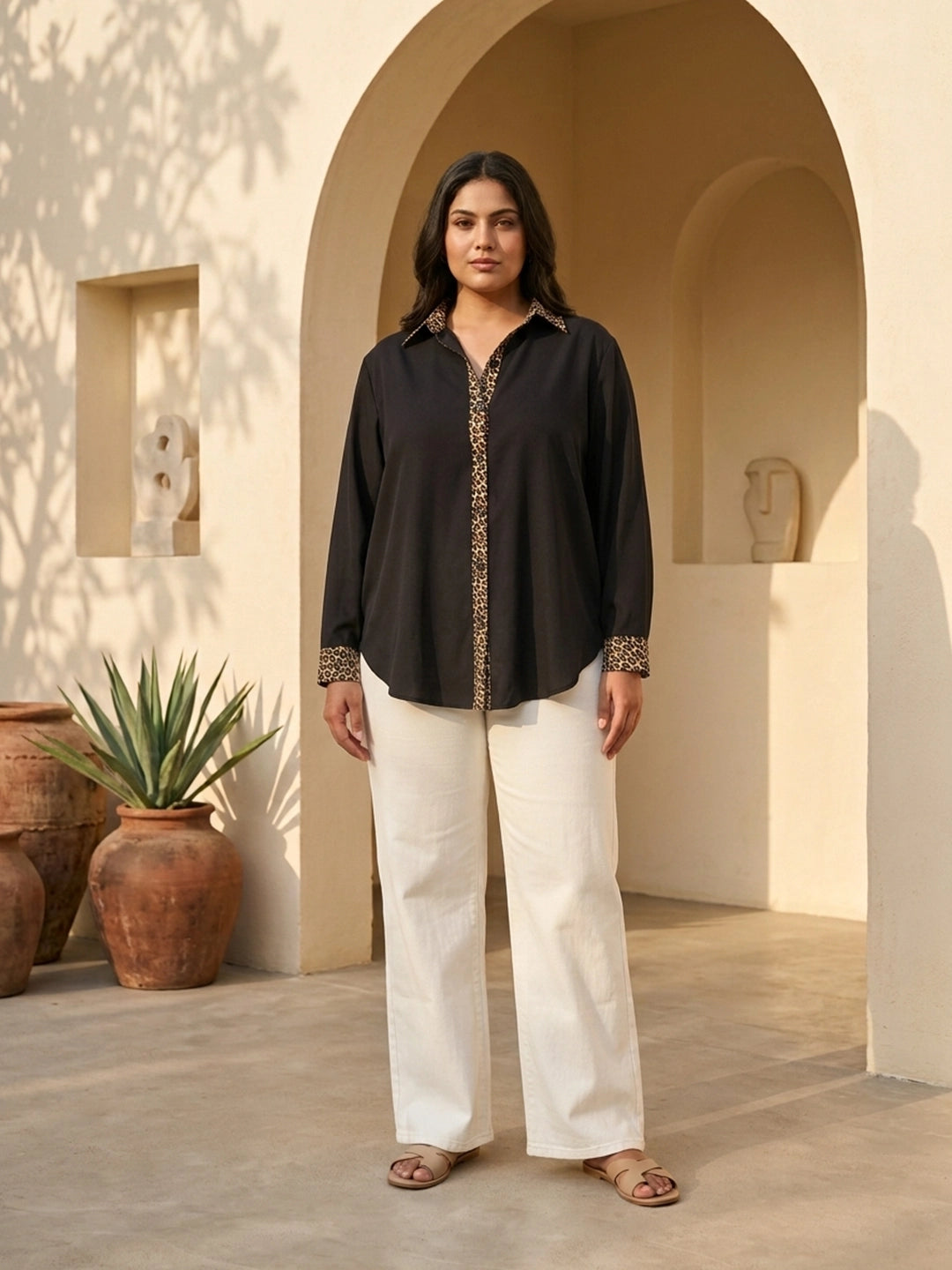 black crepe shirt — styled look