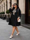 black moss crepe dress — styled look