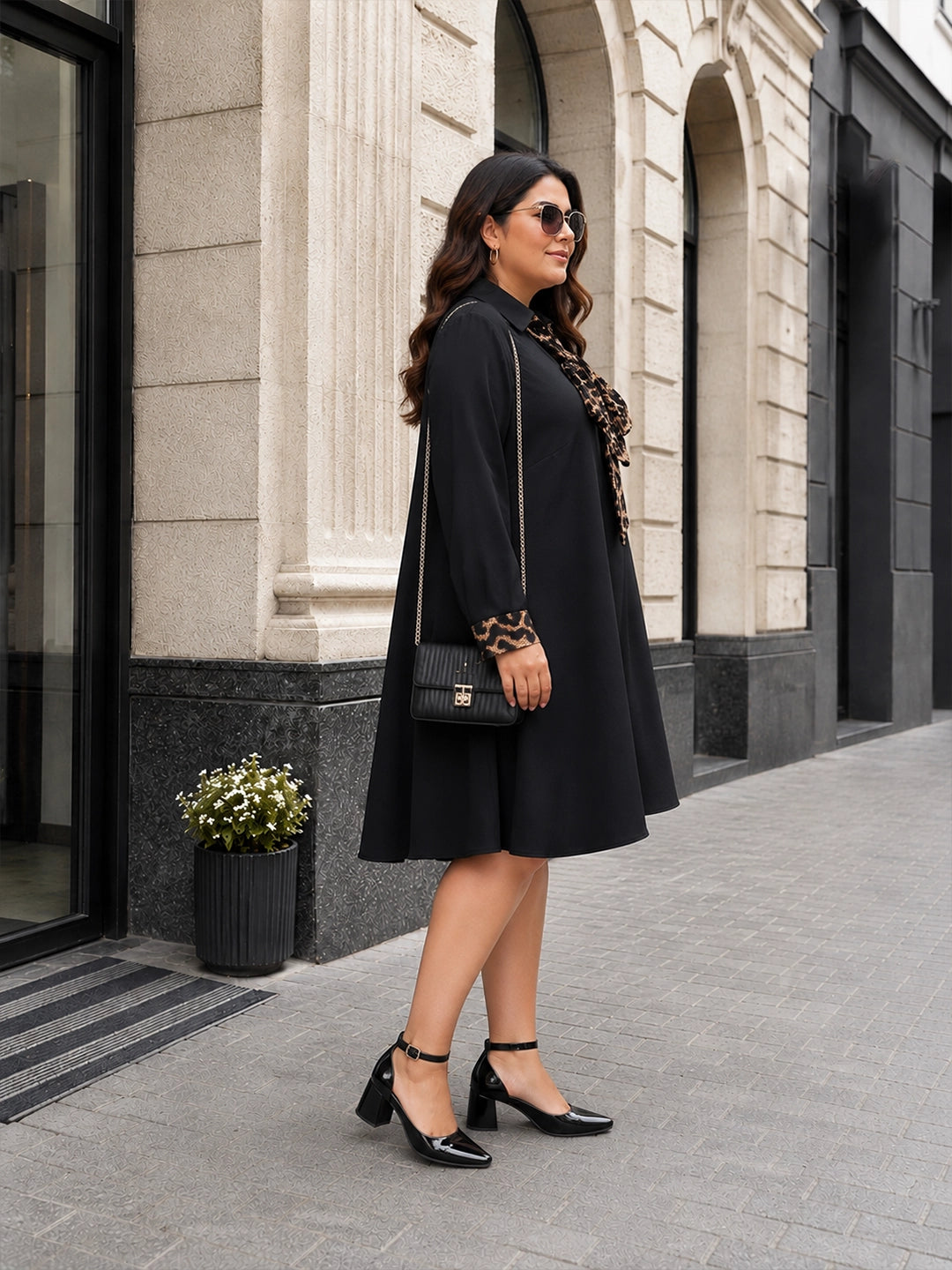 black moss crepe dress — back view