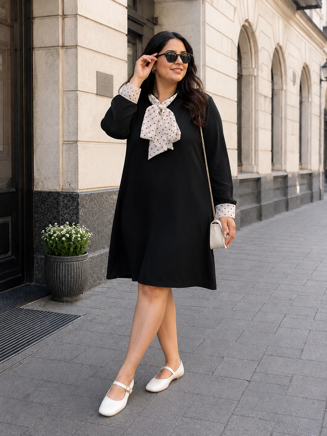 black moss crepe dress — styled look