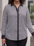 black stripe crepe shirt — side view