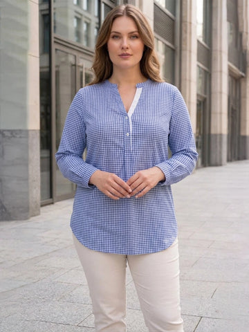 Blue gingham check shirt
