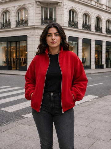 Red fleece balloon jacket