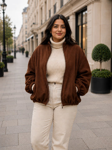 Brown fleece balloon jacket