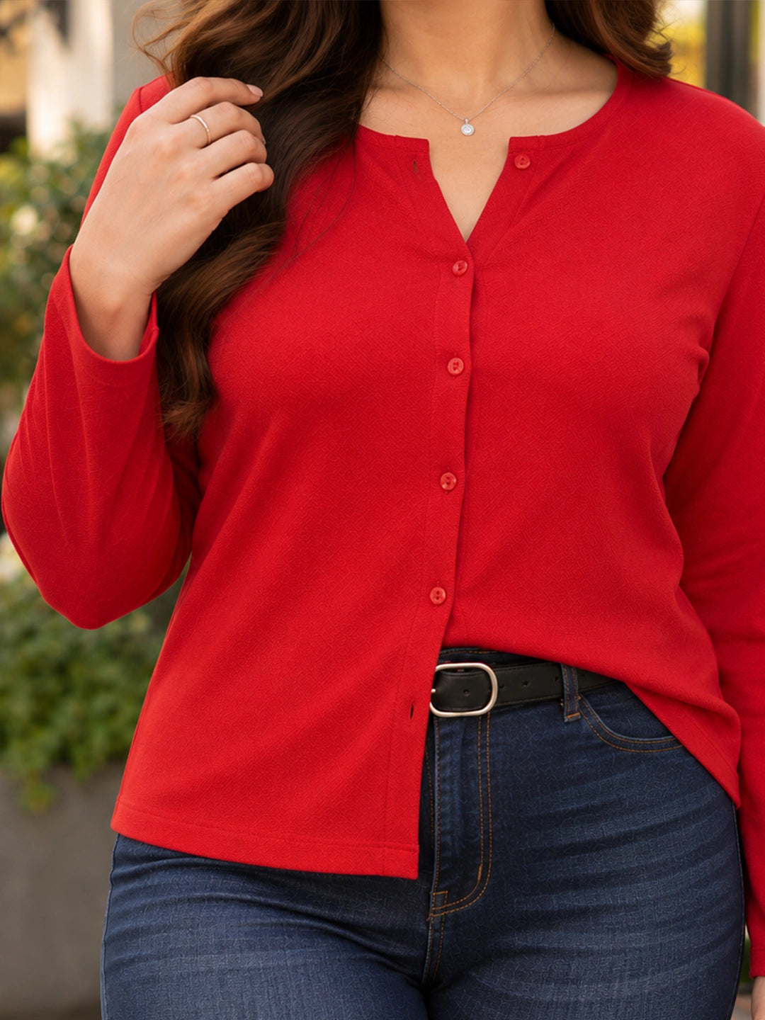 Red lycra cardigan top