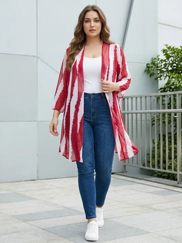 Magenta and white printed shrug