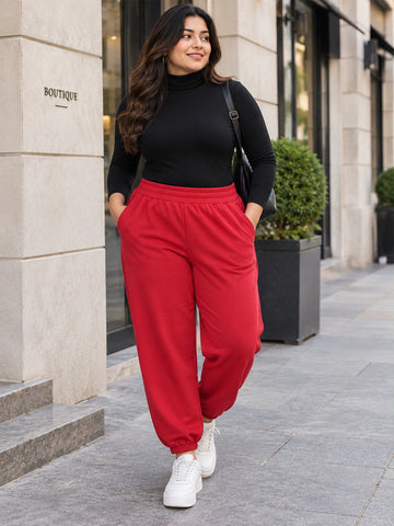 Red fleece jogger