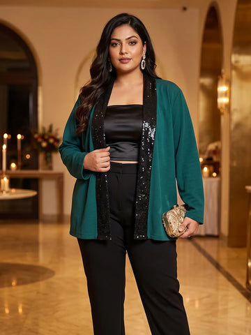 Bottle green lycra shrug wth sequins detailing
