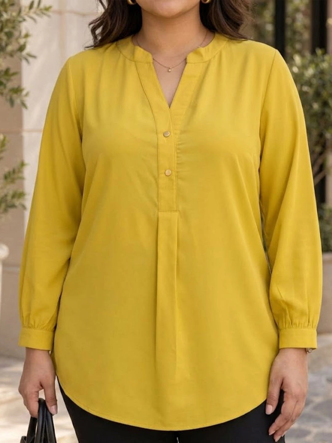 Mustard mandarin collar shirt
