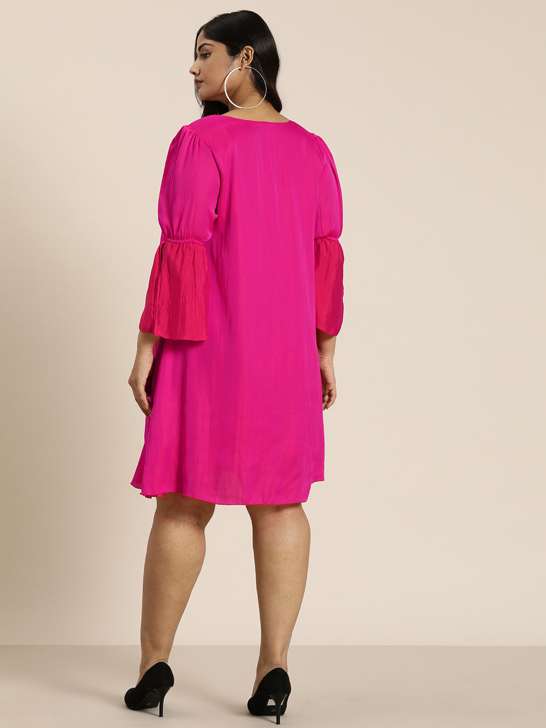 Hot Pink A Line Silk Dress