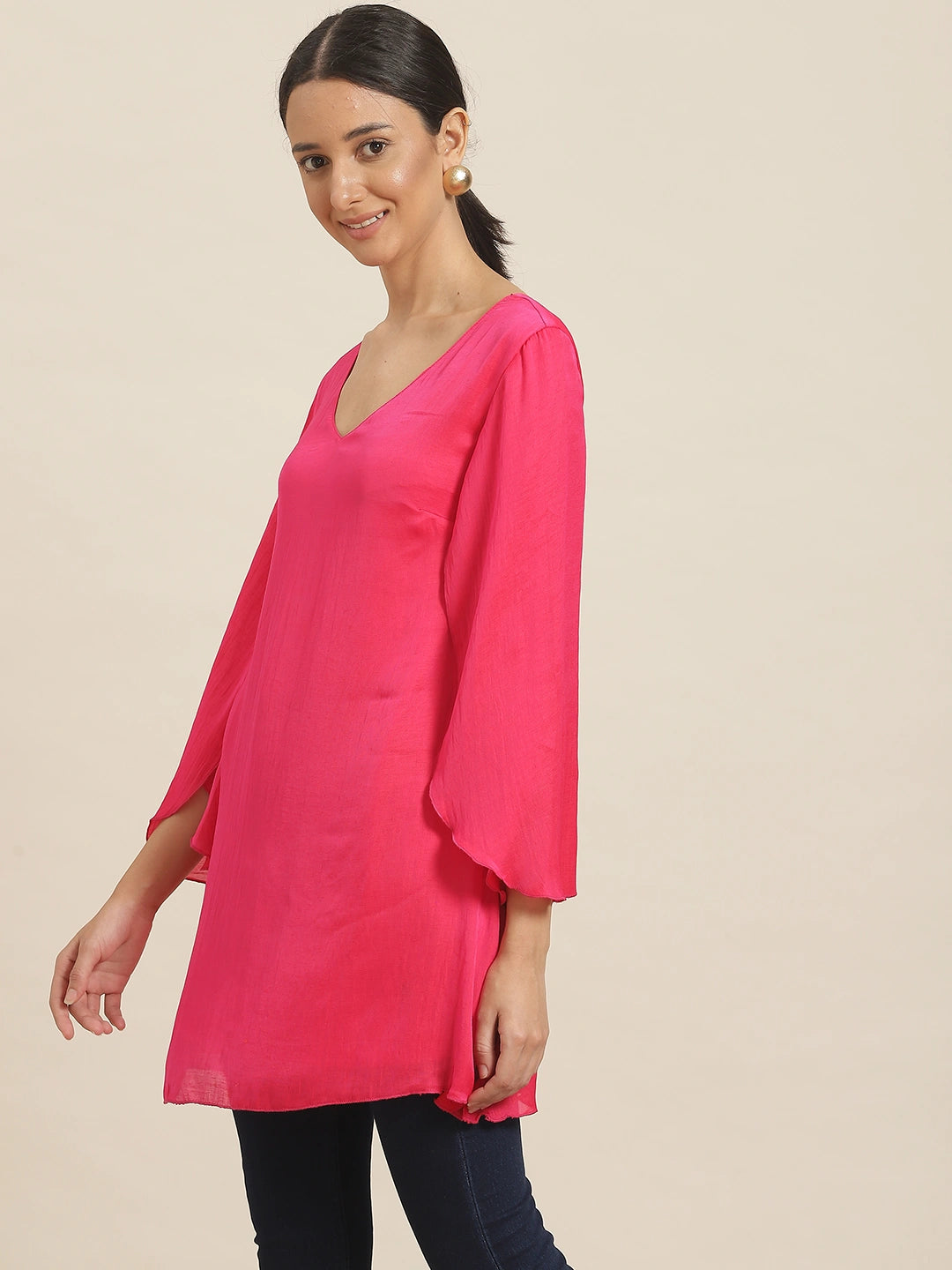 Pink A line silky dress