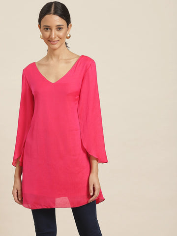 Pink A line silky dress