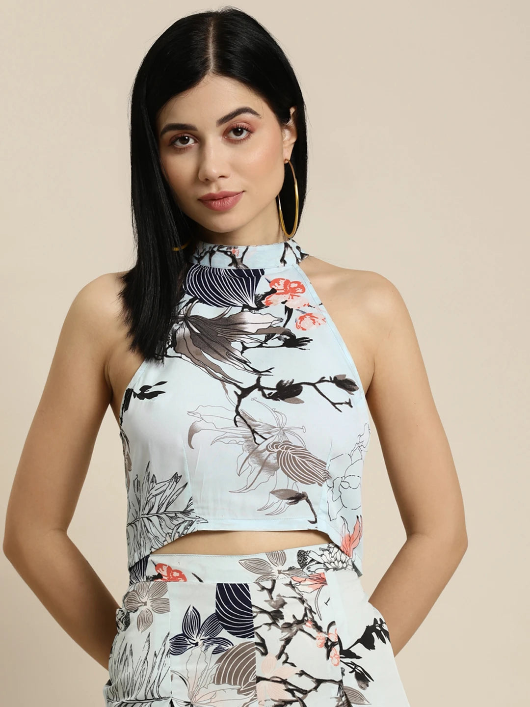 Blue floral crop top