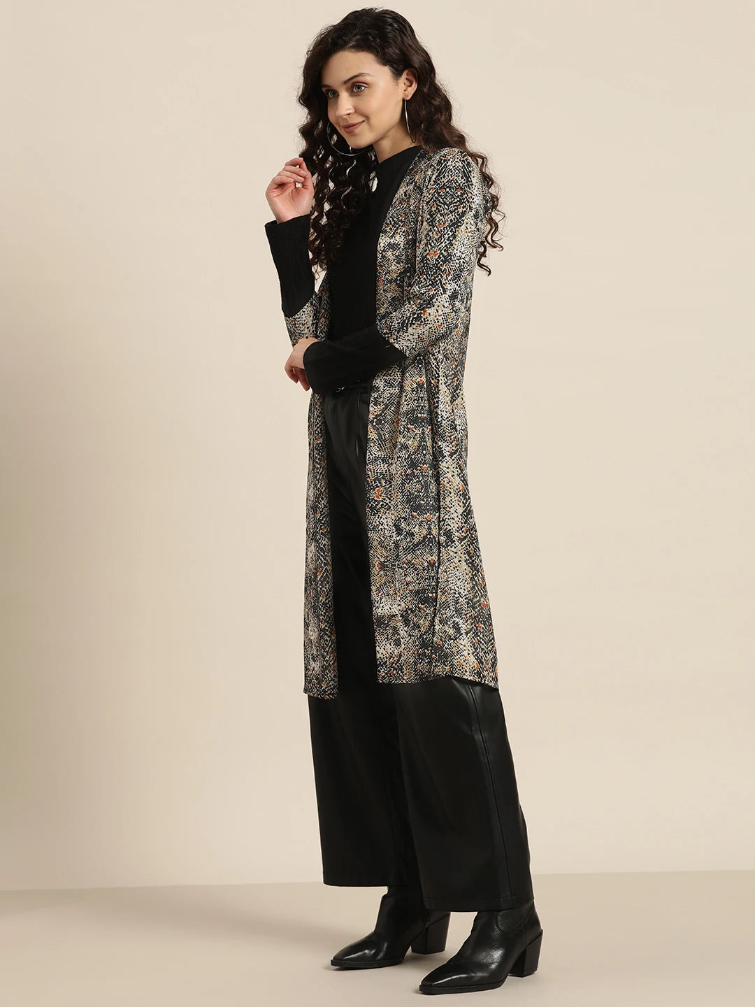 Snake print long shrug
