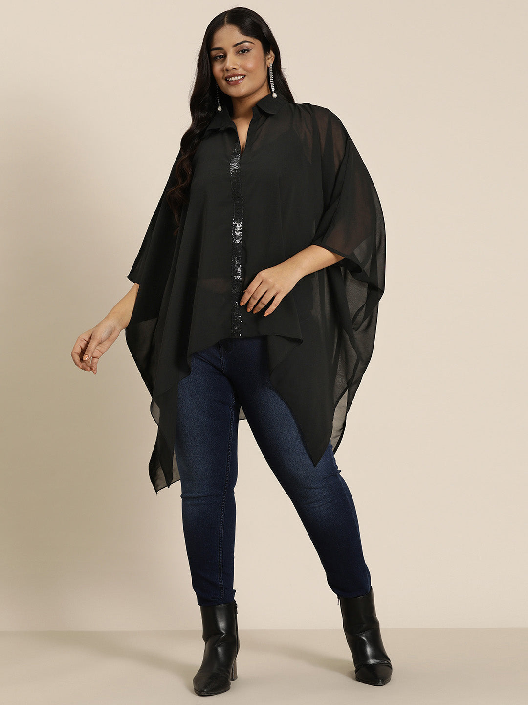 Black georgette kaftan shirt