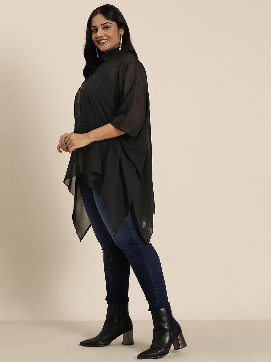 Black georgette kaftan shirt