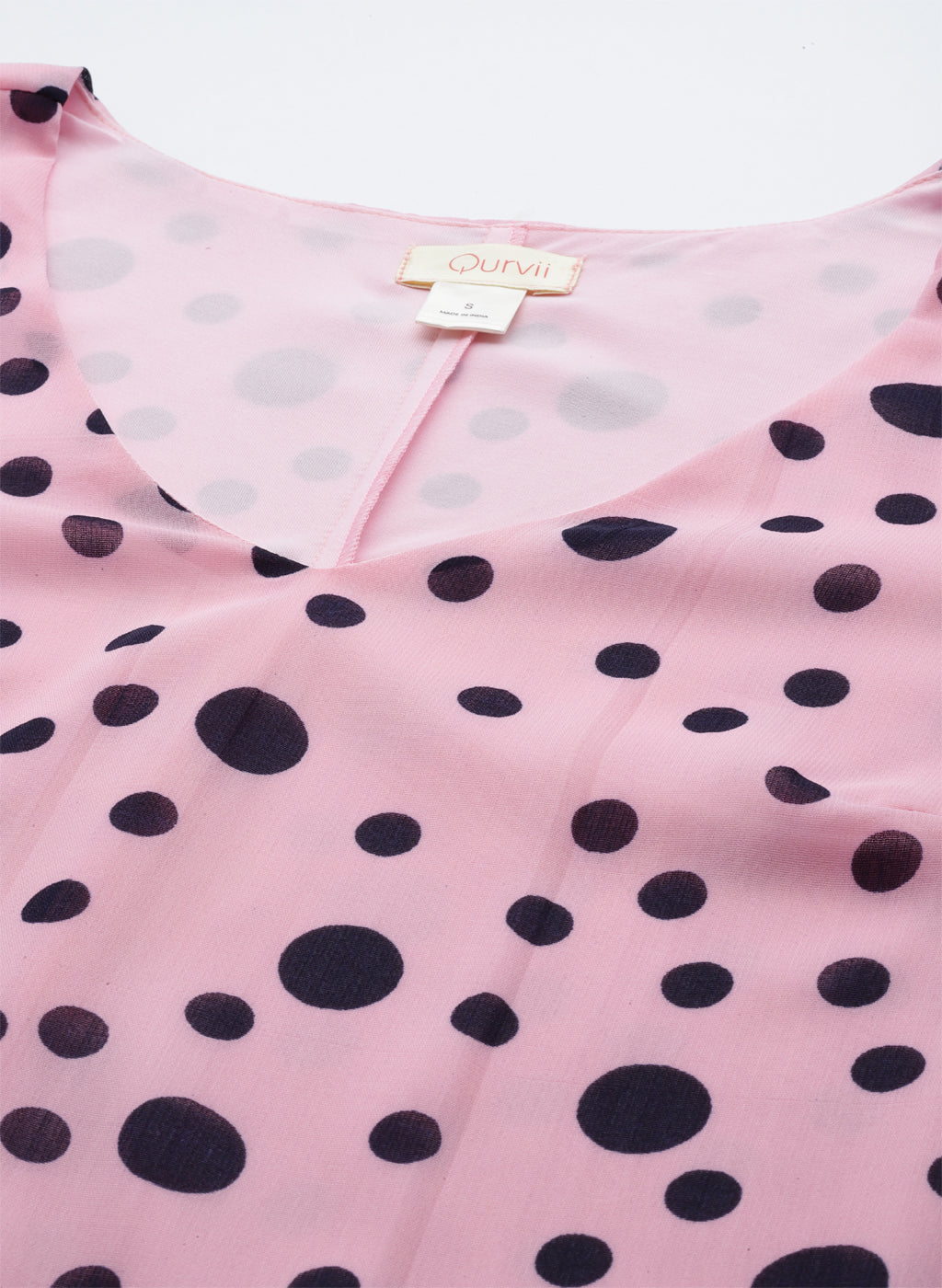A-line pink polka georgette dress