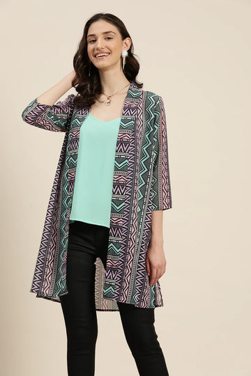 Multi geometric print shrug