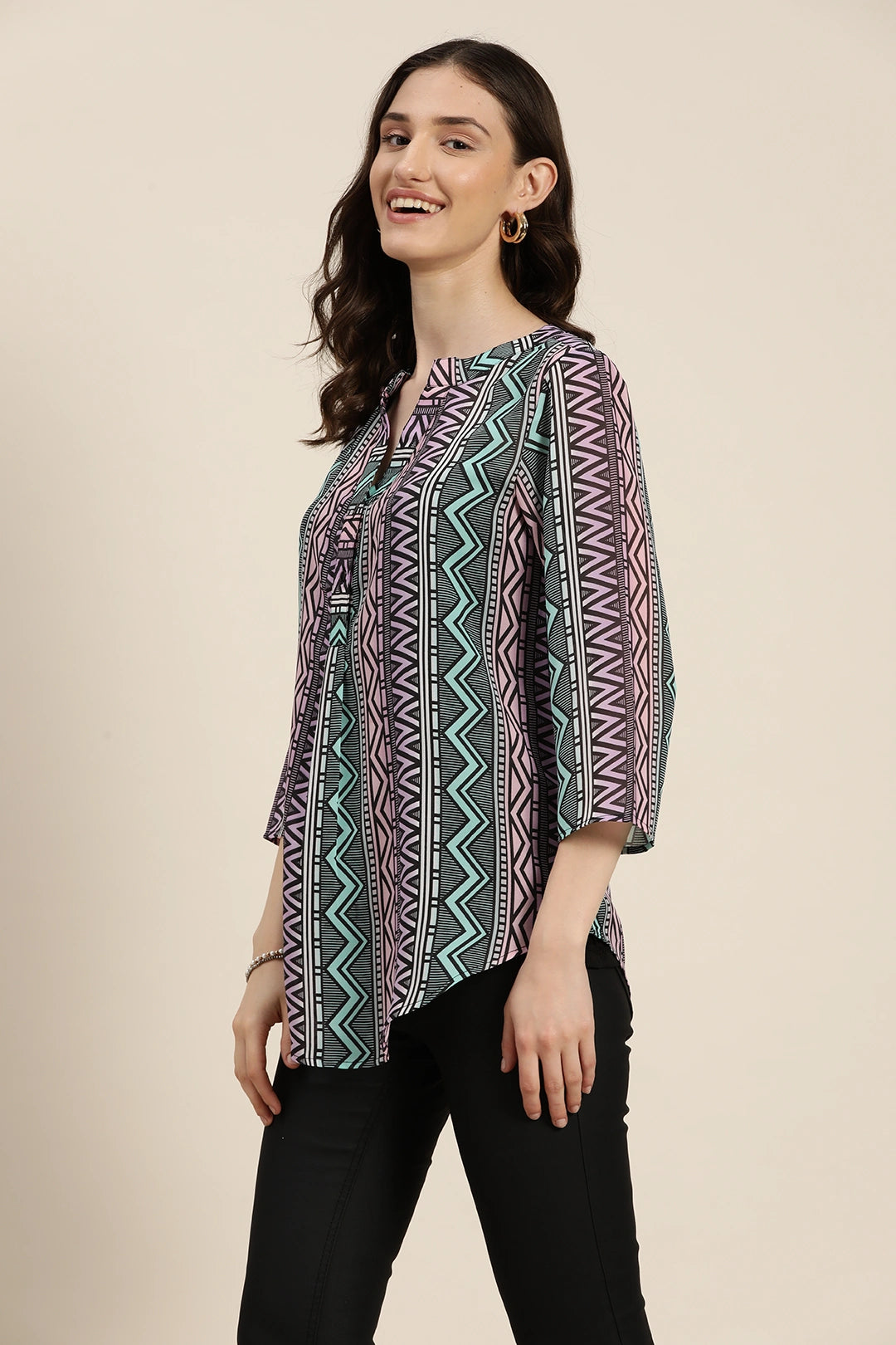 Multi geometric print shirt