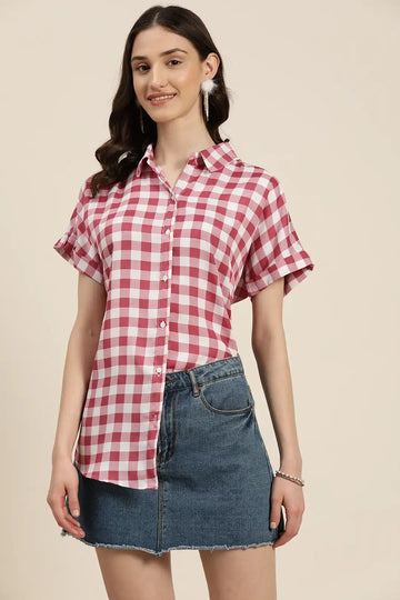 onion Pink plaid shirt