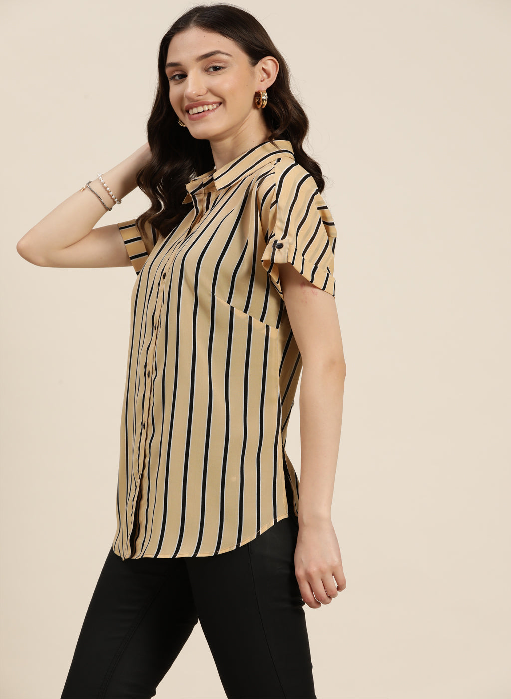 beige stripe shirt