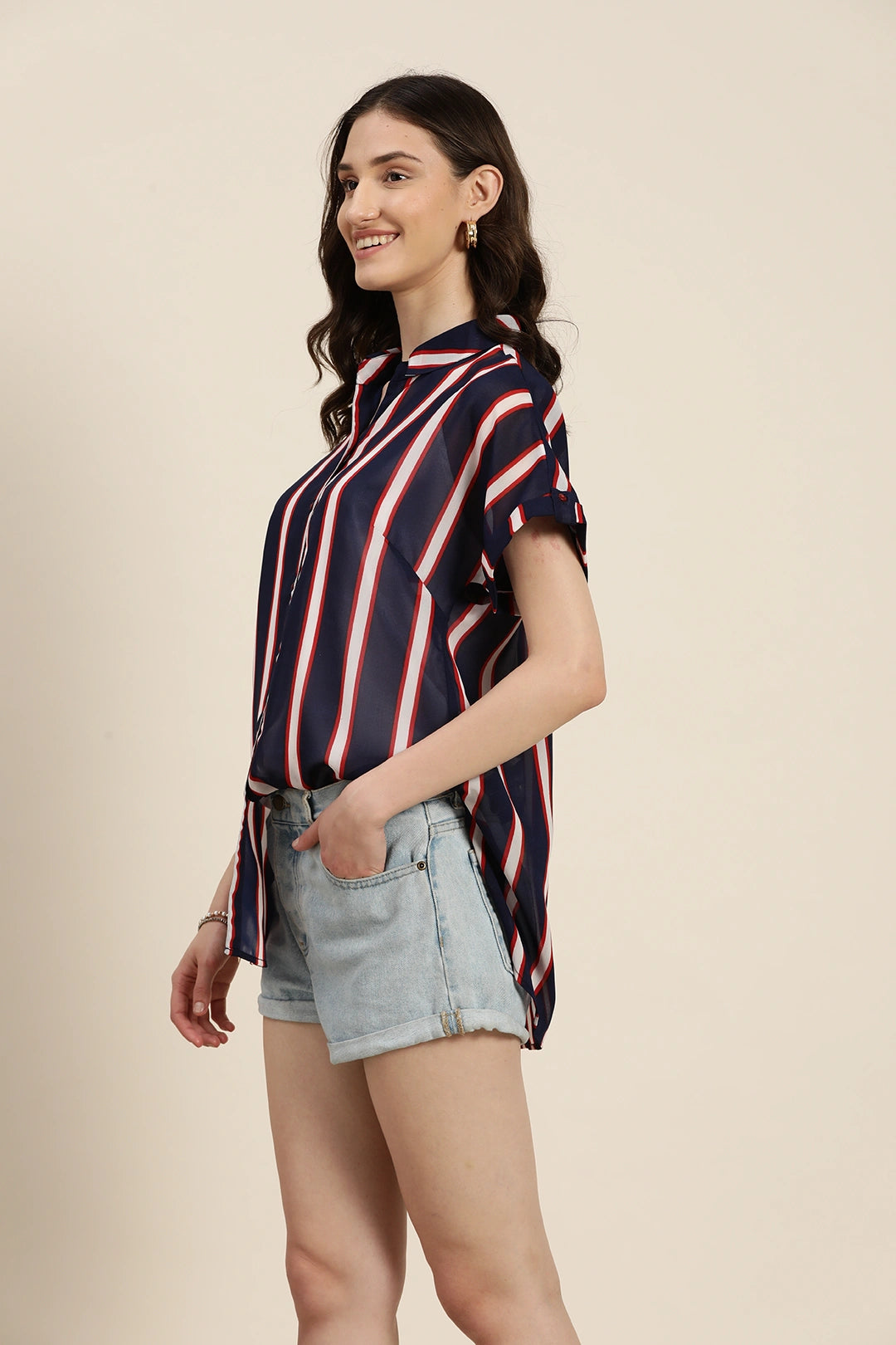 Navy stripe shirt