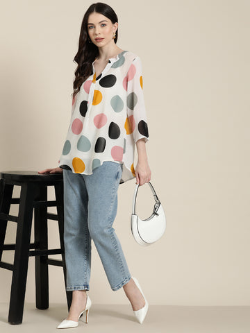 big multicolor polka shirt