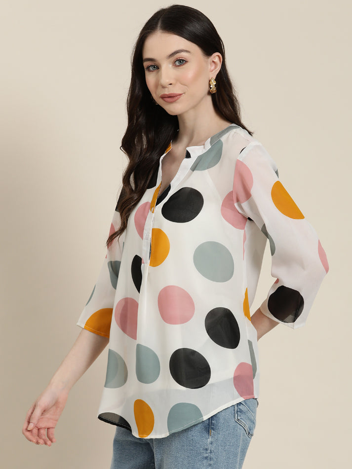 Big multicolor polka georgette shirt