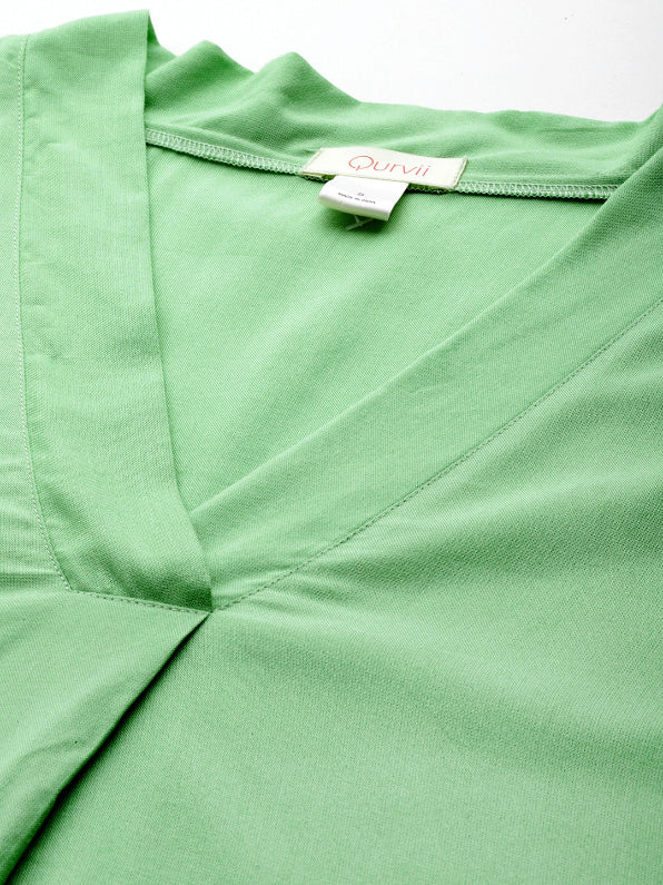 Pista Green rayon v-neck top