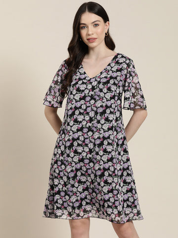 Lavender floral A line dress