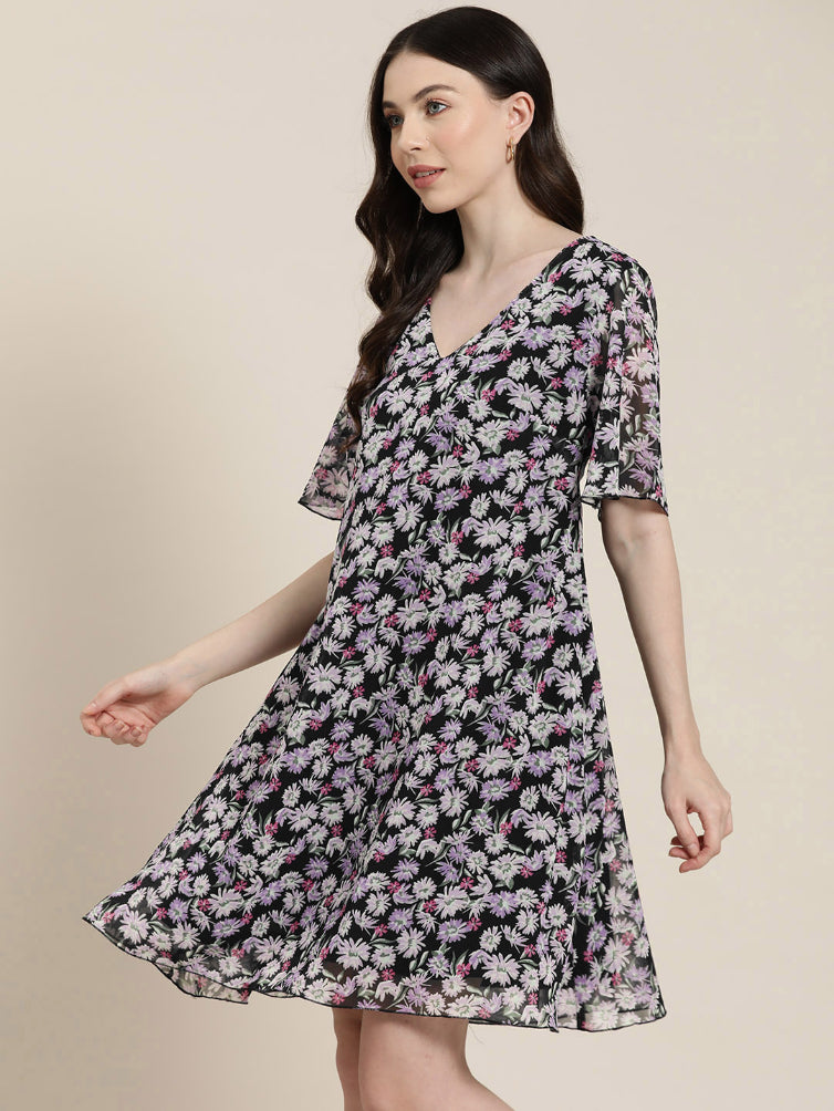 Lavender floral A line dress