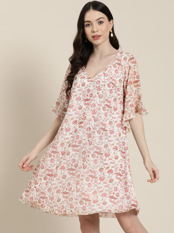 Pink paisely A line dress