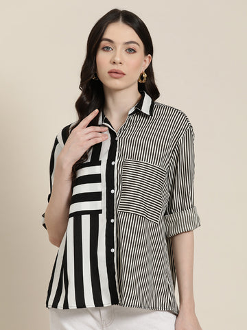 Black and White colorblock stripe shirt