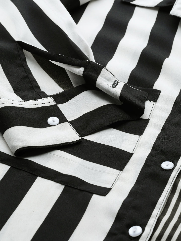 Black and White colorblock stripe shirt
