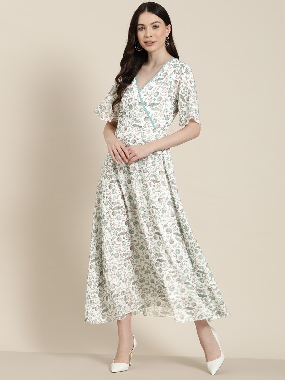 Mint green paisely maxi summer dress