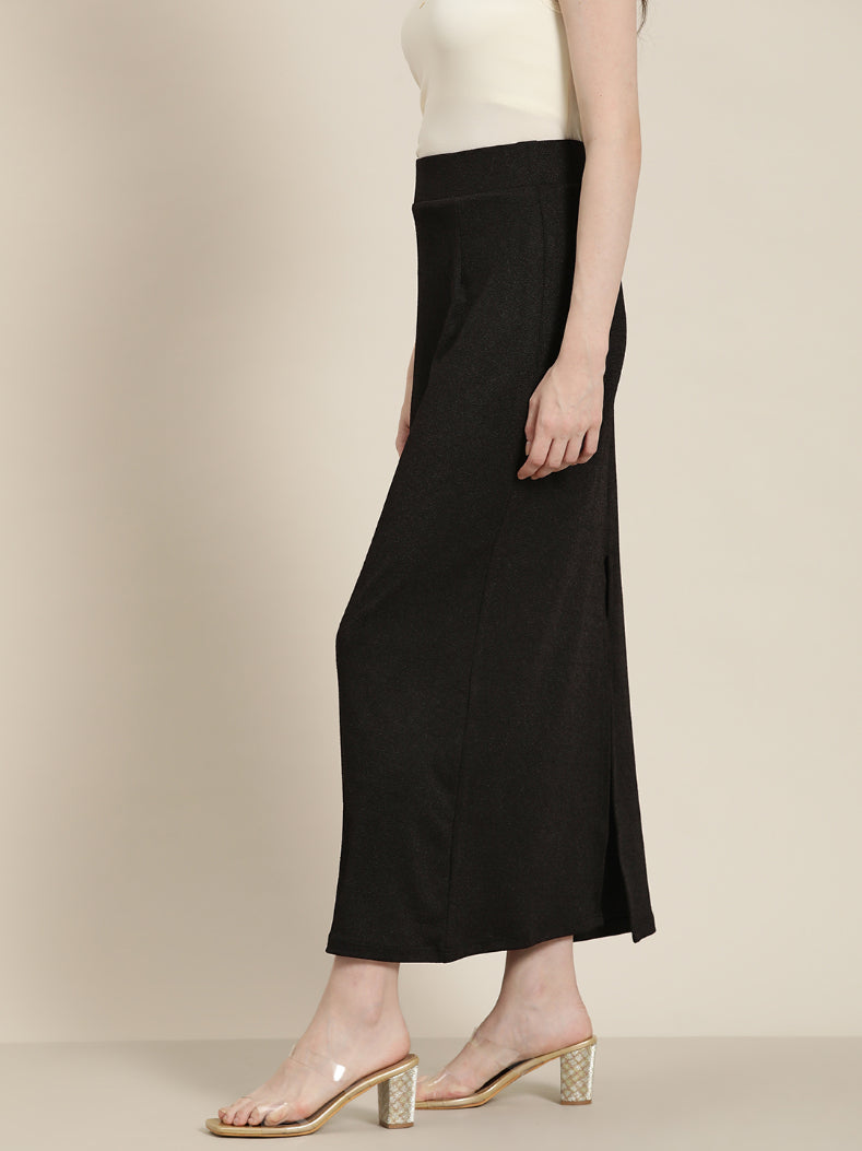Black Straight fitted strech long skirt