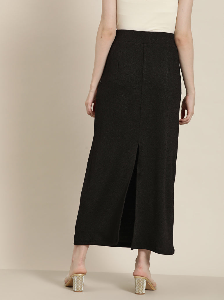 Black Straight fitted strech long skirt