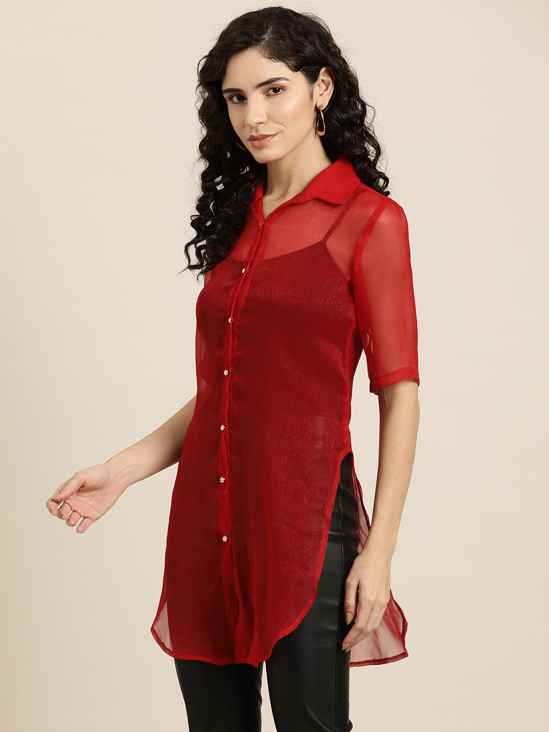Red silk Party Shirt