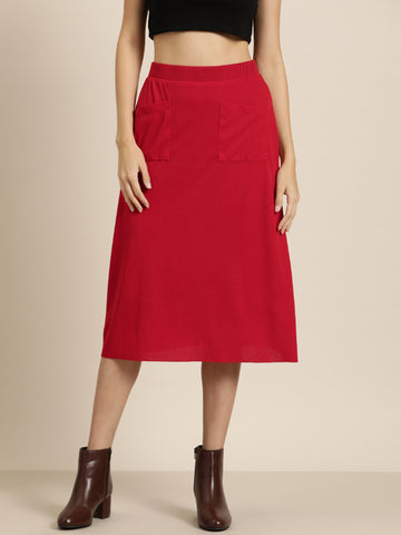 Red rib skirt